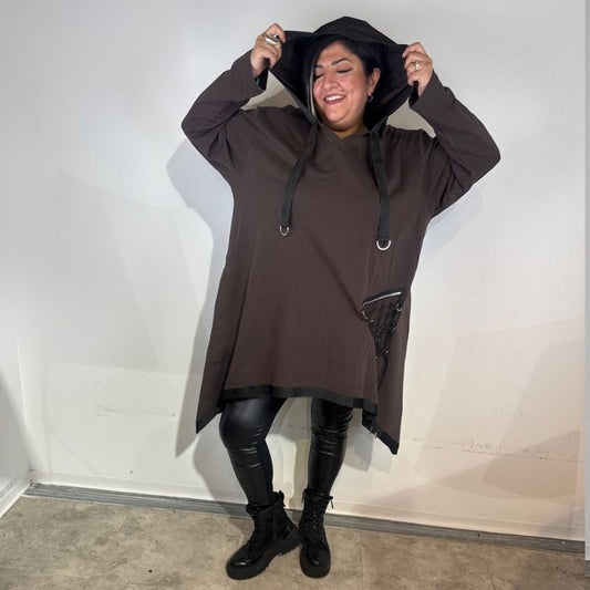 Sinne by Coom Design Long Tunika Schoko – weich & voller Komfort 42 44 46 48 50 52 54 56 58