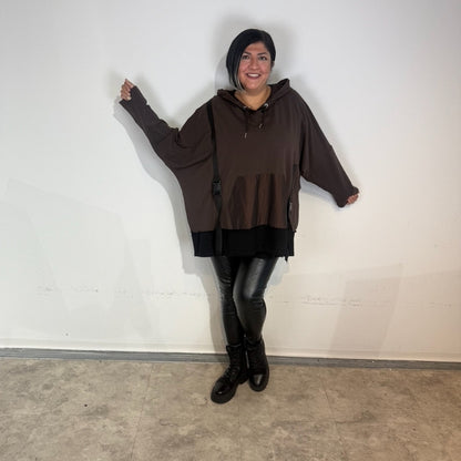 Sinne by Coom Design Tunika – schokobraun - lässig & stilvoll mit Kapuze 42 44 46 48 50 52 54 56 58 60 62