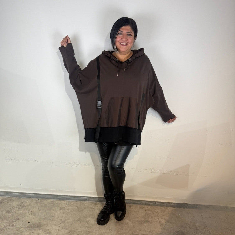Sinne by Coom Design Tunika – schokobraun - lässig & stilvoll mit Kapuze 42 44 46 48 50 52 54 56 58 60 62