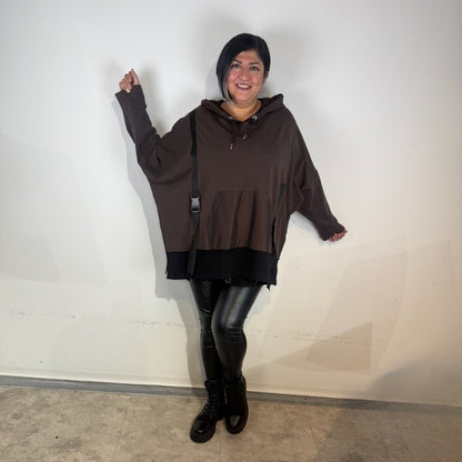 Sinne by Coom Design Tunika – schokobraun - lässig & stilvoll mit Kapuze 42 44 46 48 50 52 54 56 58 60 62