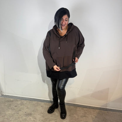 Sinne by Coom Design Tunika – schokobraun - lässig & stilvoll mit Kapuze 42 44 46 48 50 52 54 56 58 60 62