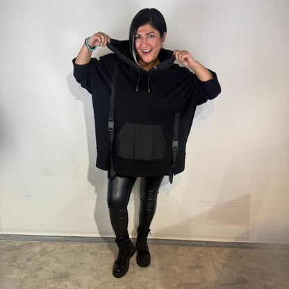 Sinne by Coom Design Tunika – schwarz - lässig & stilvoll mit Kapuze 42 44 46 48 50 52 54 56 58 60 62