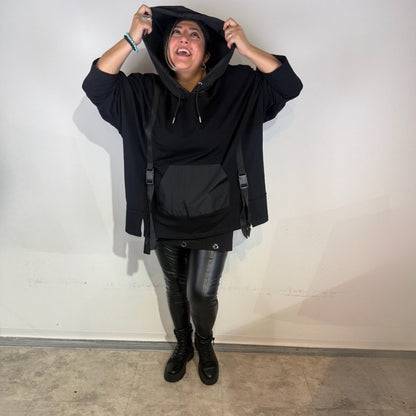 Sinne by Coom Design Tunika – schwarz - lässig & stilvoll mit Kapuze 42 44 46 48 50 52 54 56 58 60 62