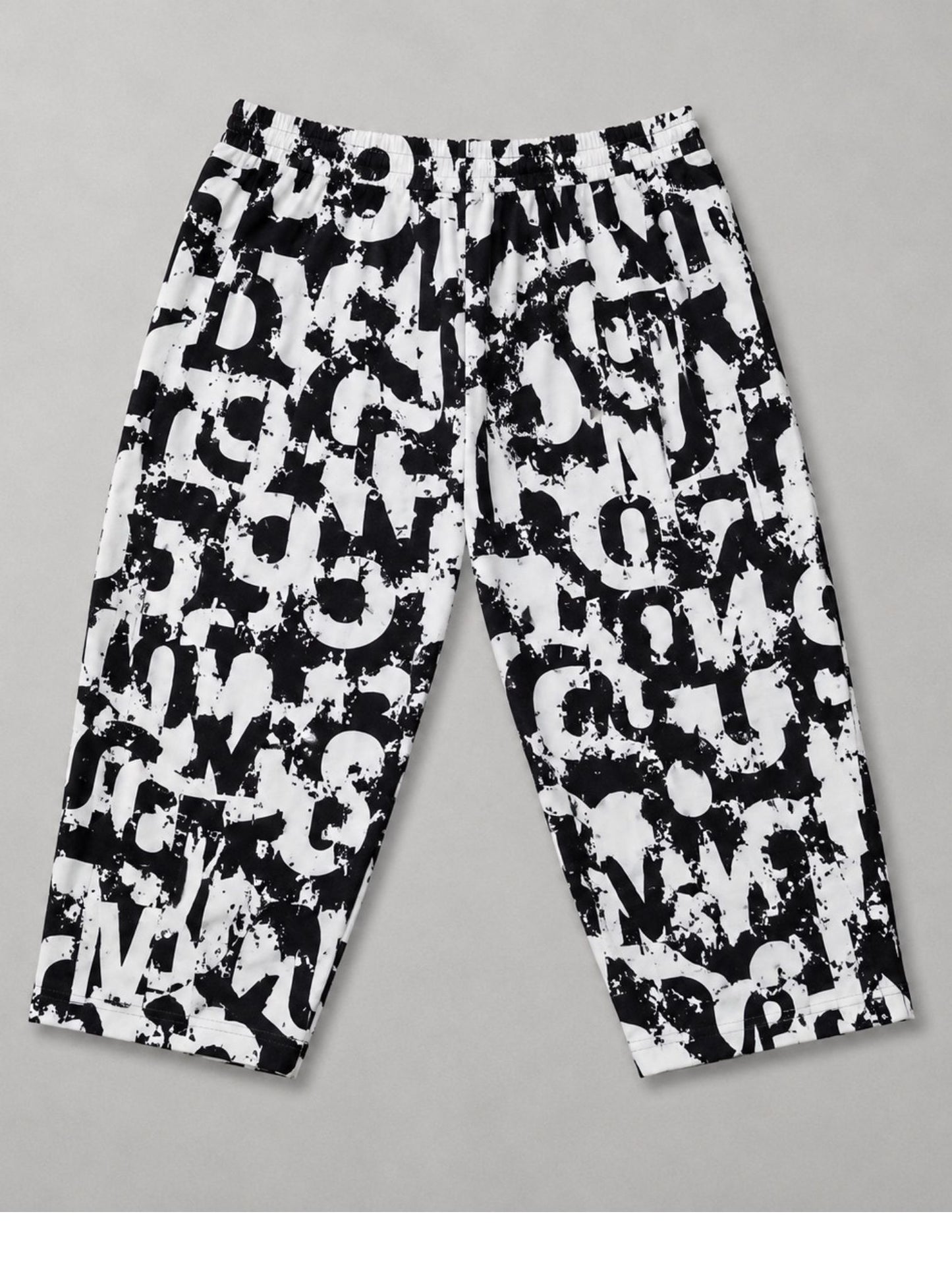 Sinne by Coom 7/8-Hose Schwarz-Weiß Buchstaben-Print Große Größen