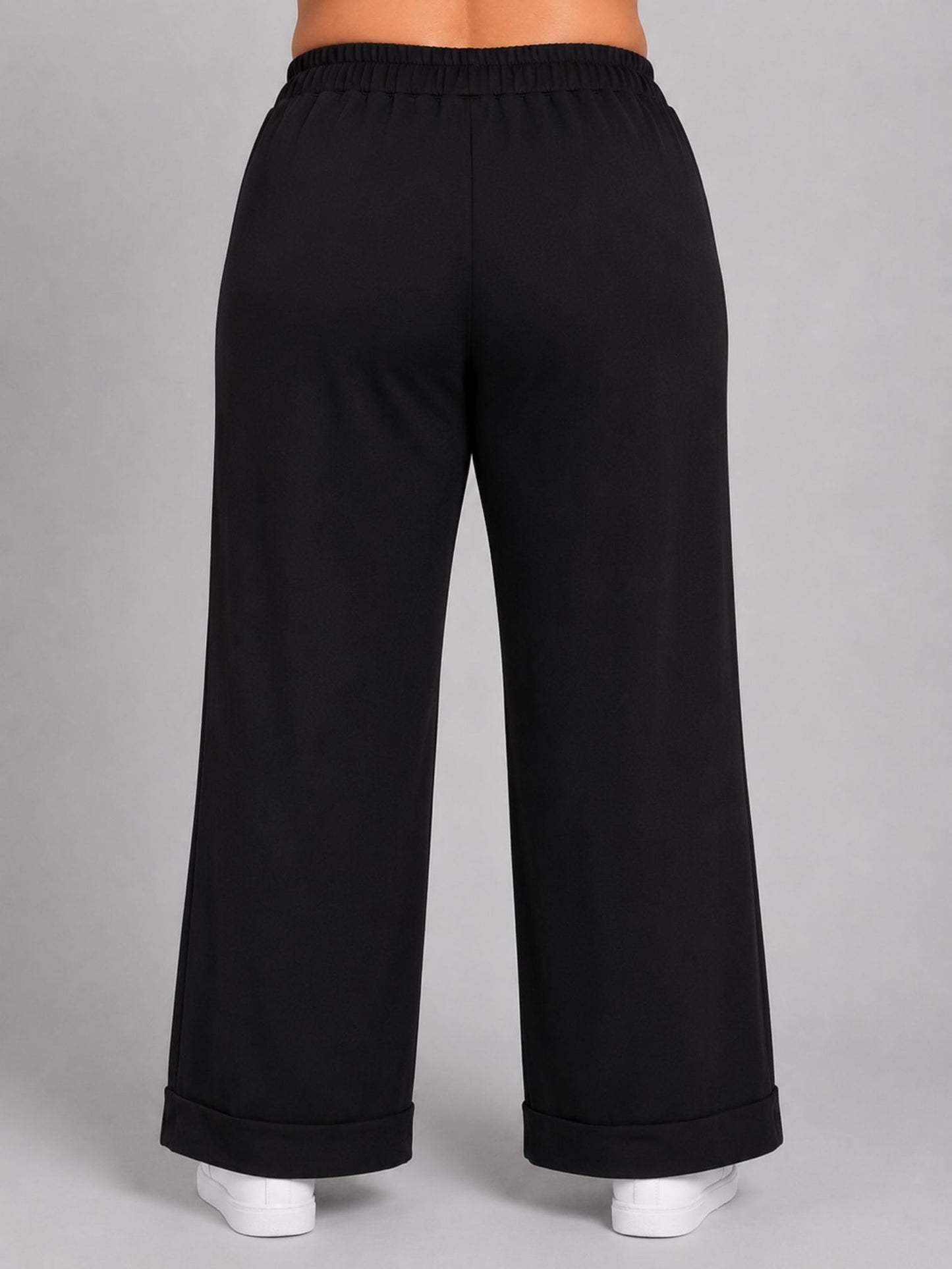 Sophia Curvy Marlene-Hose Viskose mit Zierstreifen – Schwarz/Weiß Gr. L–5XL (EU 44–62)