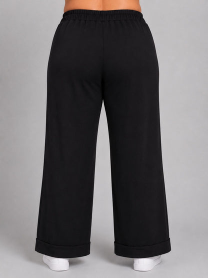 Sophia Curvy Marlene-Hose Viskose mit Zierstreifen – Schwarz/Weiß Gr. L–5XL (EU 44–62)