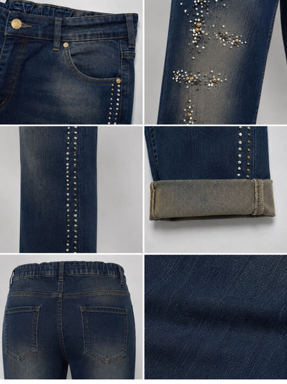 Sophia Curvy Jeans mit Straß und Perlen – Blau Gr. 46–54 (IT 52–60)