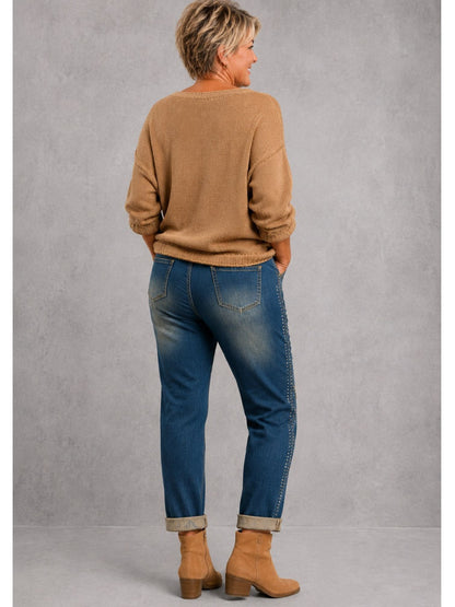 Sophia Curvy Jeans mit Straß und Perlen – Blau Gr. 46–54 (IT 52–60)