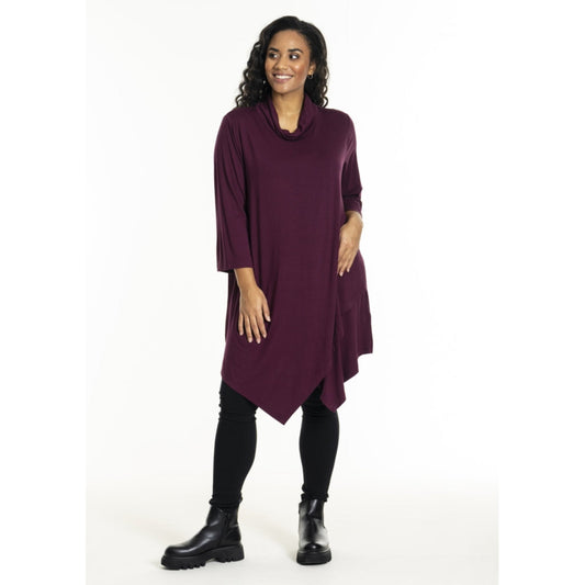 Studio Tunika A-Form mit weitem Rollkragen bordeaux Gr 42-56