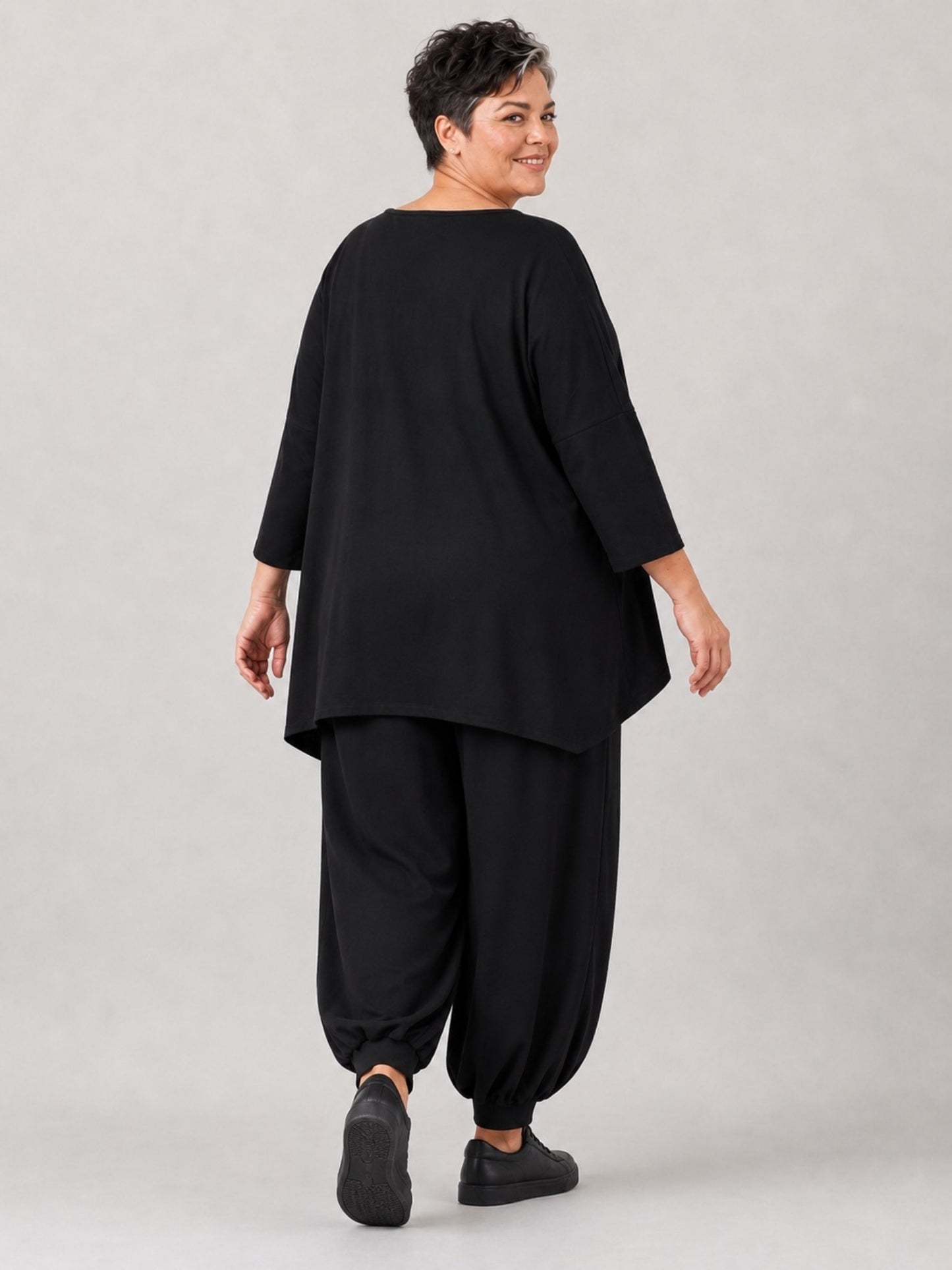 Vincenzo Allocca Ballonhose Baumwolljersey handbemalt – Schwarz, Einheitsgröße 44–58