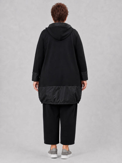 Vincenzo Allocca lange Jacke Baumwolle mit Microtaft und Kapuze – Schwarz Gr. 44/46–60/62