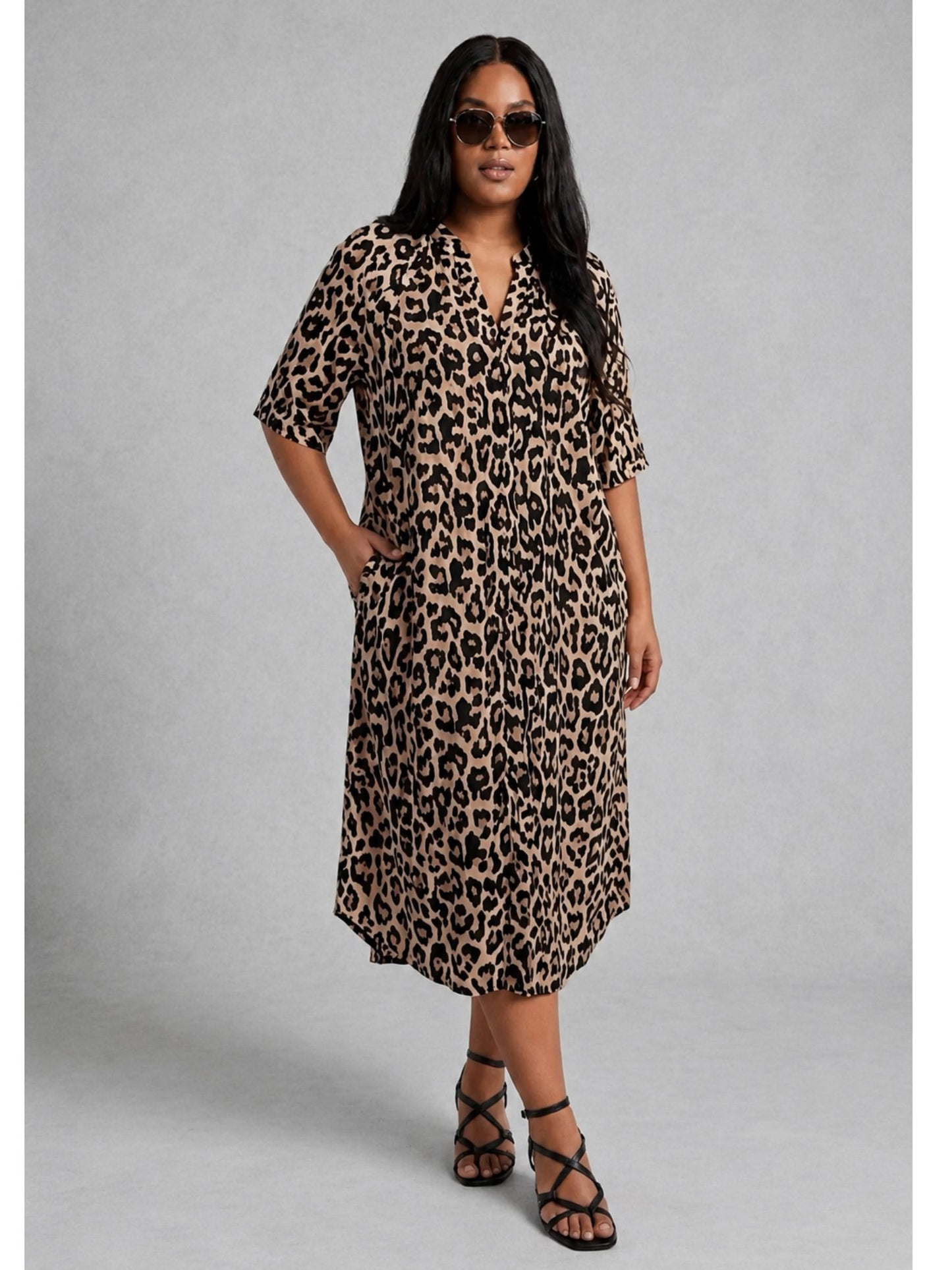 Vincenzo Allocca Kleid mit Leopardenprint – Gr. 52/54