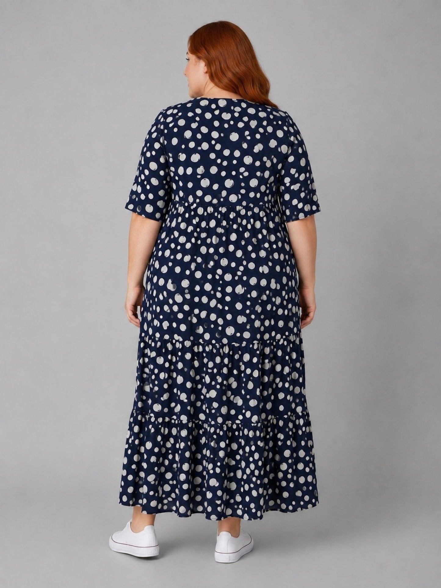Sommerkleid große Größen Maxikleid Punkte-Print Marine Vincenzo Allocca