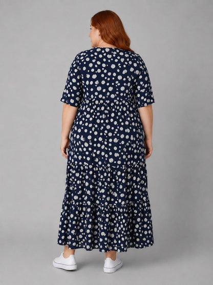Sommerkleid große Größen Maxikleid Punkte-Print Marine Vincenzo Allocca