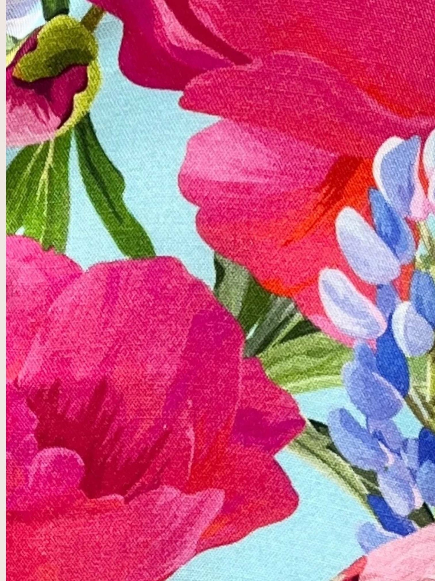 Vincenzo Allocca Kleid – großer Blumendruck – Pfingstrosen-Print in Pink und Türkis