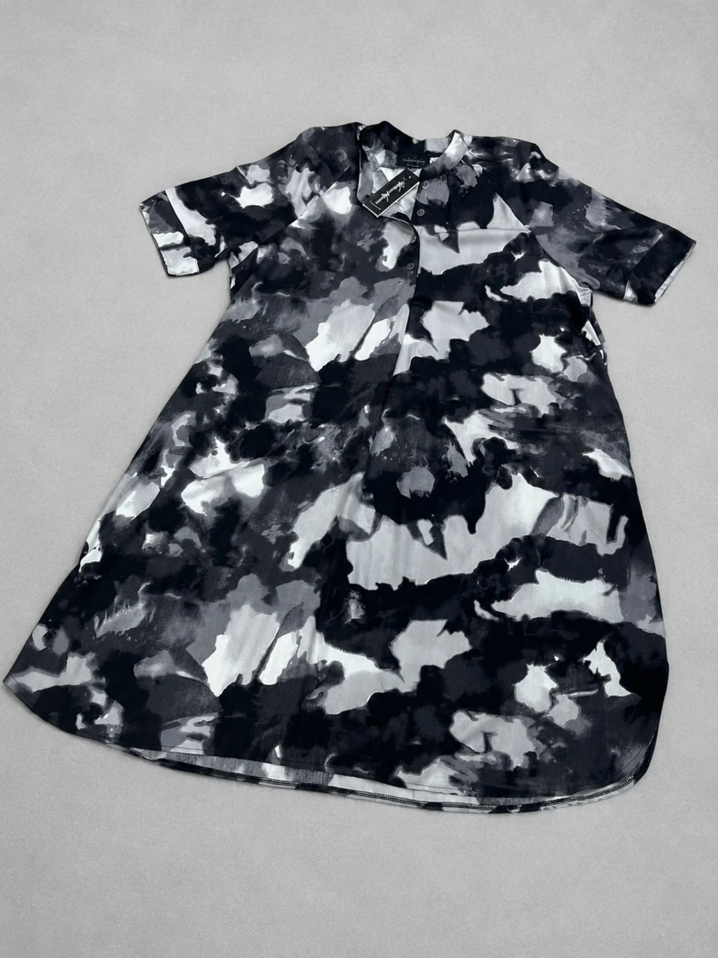Vincenzo Allocca Kleid Aquarell-Print Schwarz-Weiß – Gr. 52/54