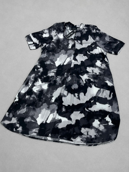 Vincenzo Allocca Kleid Aquarell-Print Schwarz-Weiß – Gr. 52/54