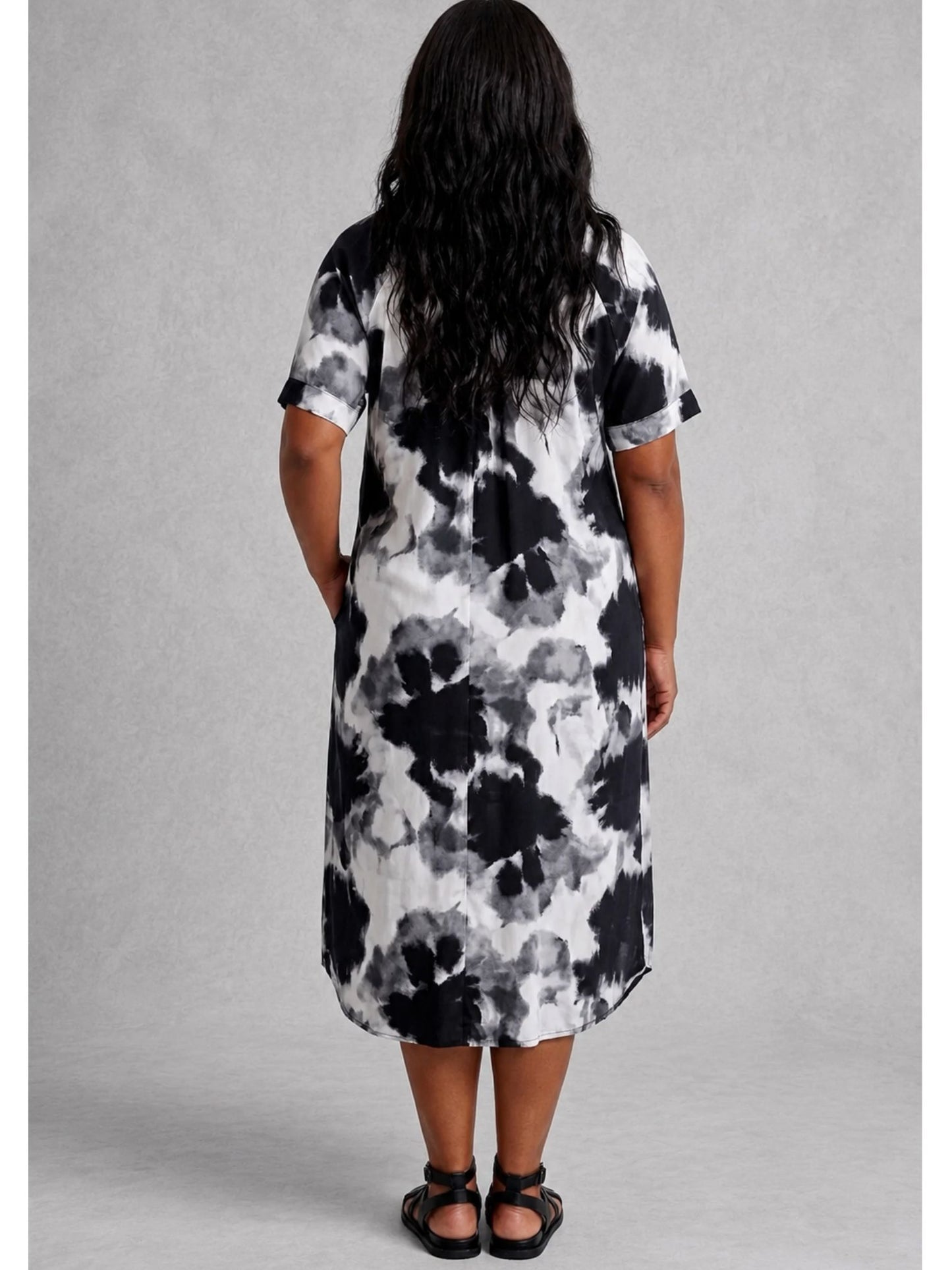 Vincenzo Allocca Kleid Aquarell-Print Schwarz-Weiß – Gr. 52/54