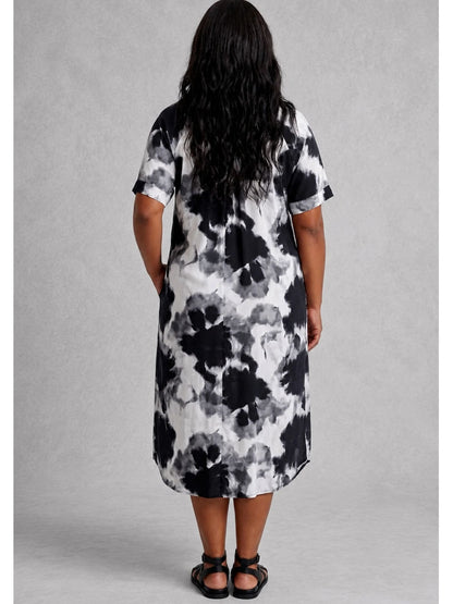Vincenzo Allocca Kleid Aquarell-Print Schwarz-Weiß – Gr. 52/54
