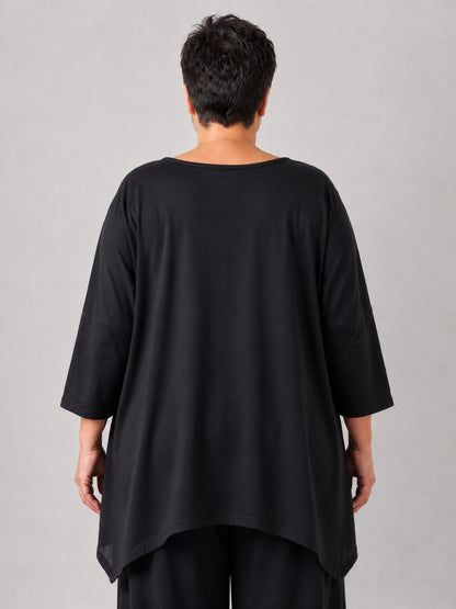 Vincenzo Allocca Shirt Baumwolljersey handbemalt mit Glitzerschriftzug Oversize – Schwarz, Einheitsgröße 44–58