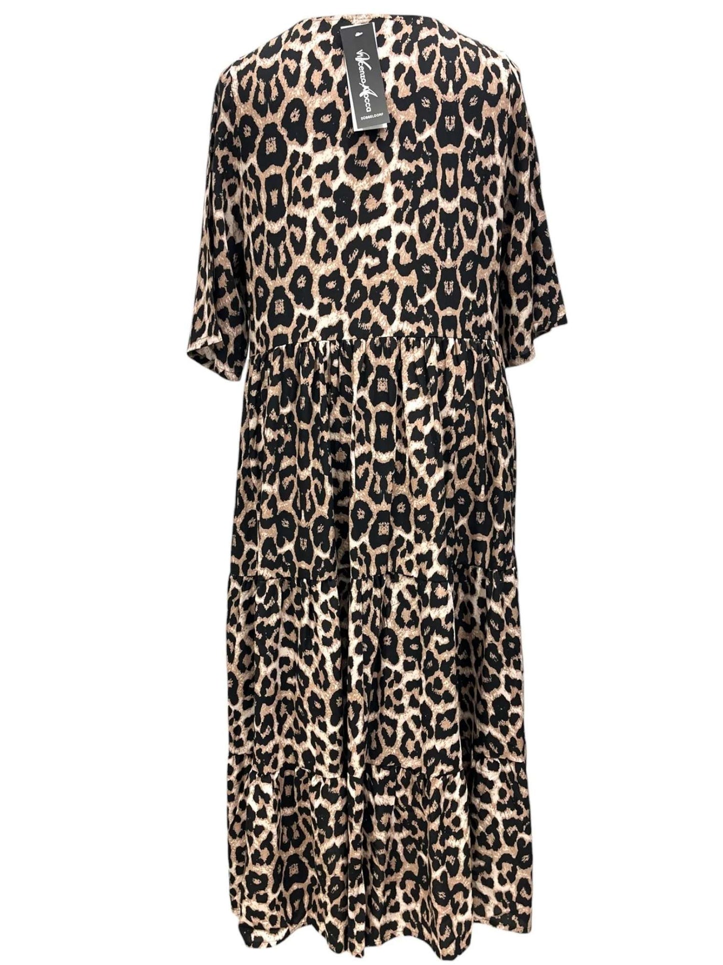 Sommerkleid große Größen Maxikleid Animal-Print Braun Vincenzo Allocca