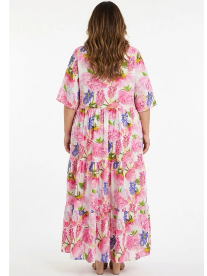 Sommerkleid große Größen Maxikleid Blumenprint Rosa Vincenzo Allocca