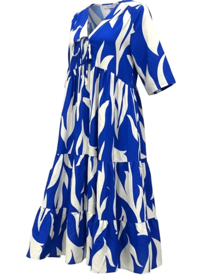 Sommerkleid große Größen Maxikleid Grafik-Print Blau Vincenzo Allocca