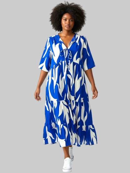 Sommerkleid große Größen Maxikleid Grafik-Print Blau Vincenzo Allocca