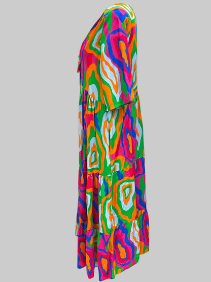 Sommerkleid große Größen Maxikleid Grafik-Print Bunt Vincenzo Allocca