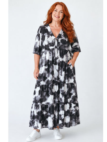 Sommerkleid große Größen Maxikleid Marmor-Print Vincenzo Allocca