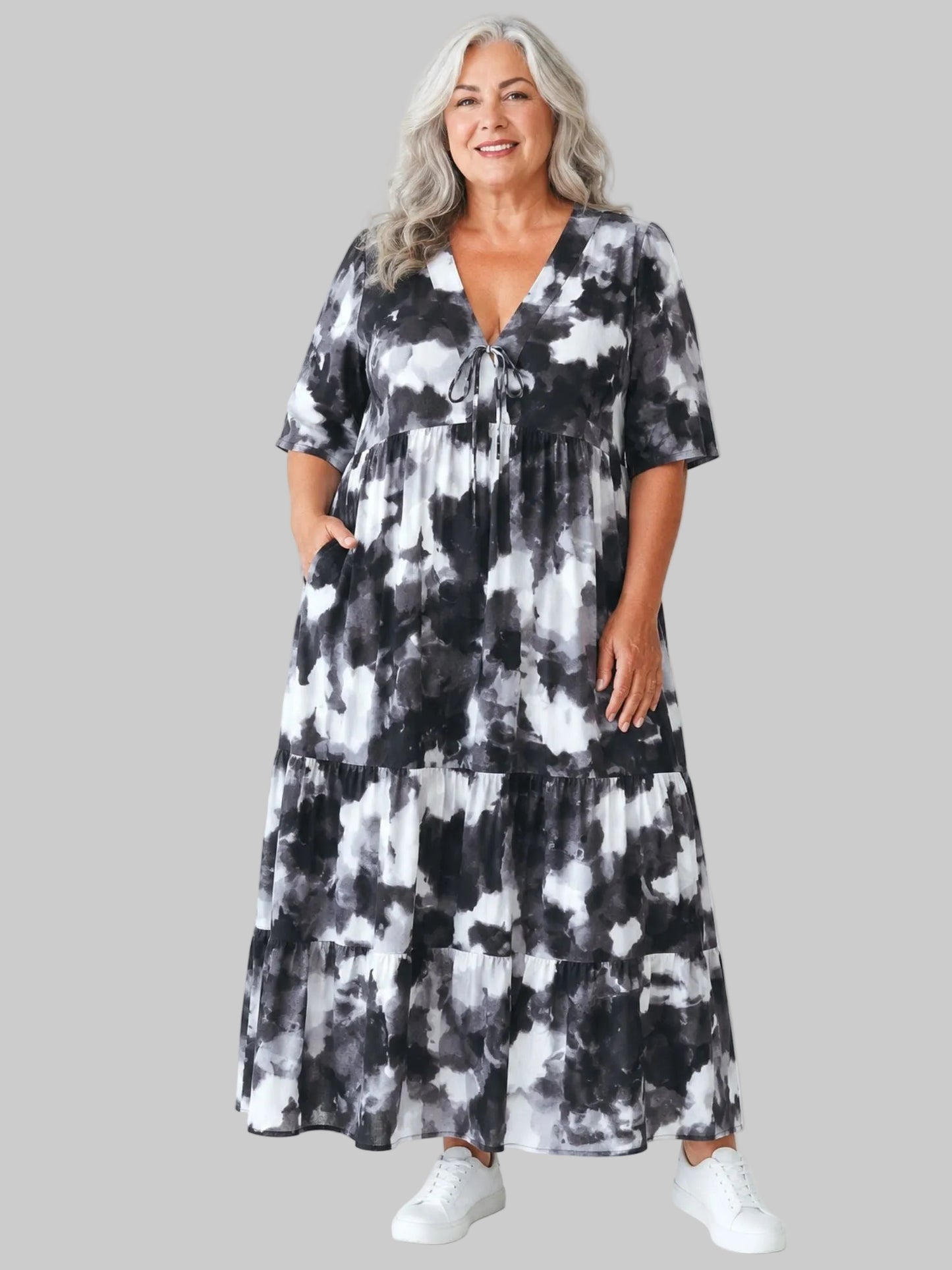 Sommerkleid große Größen Maxikleid Marmor-Print Vincenzo Allocca