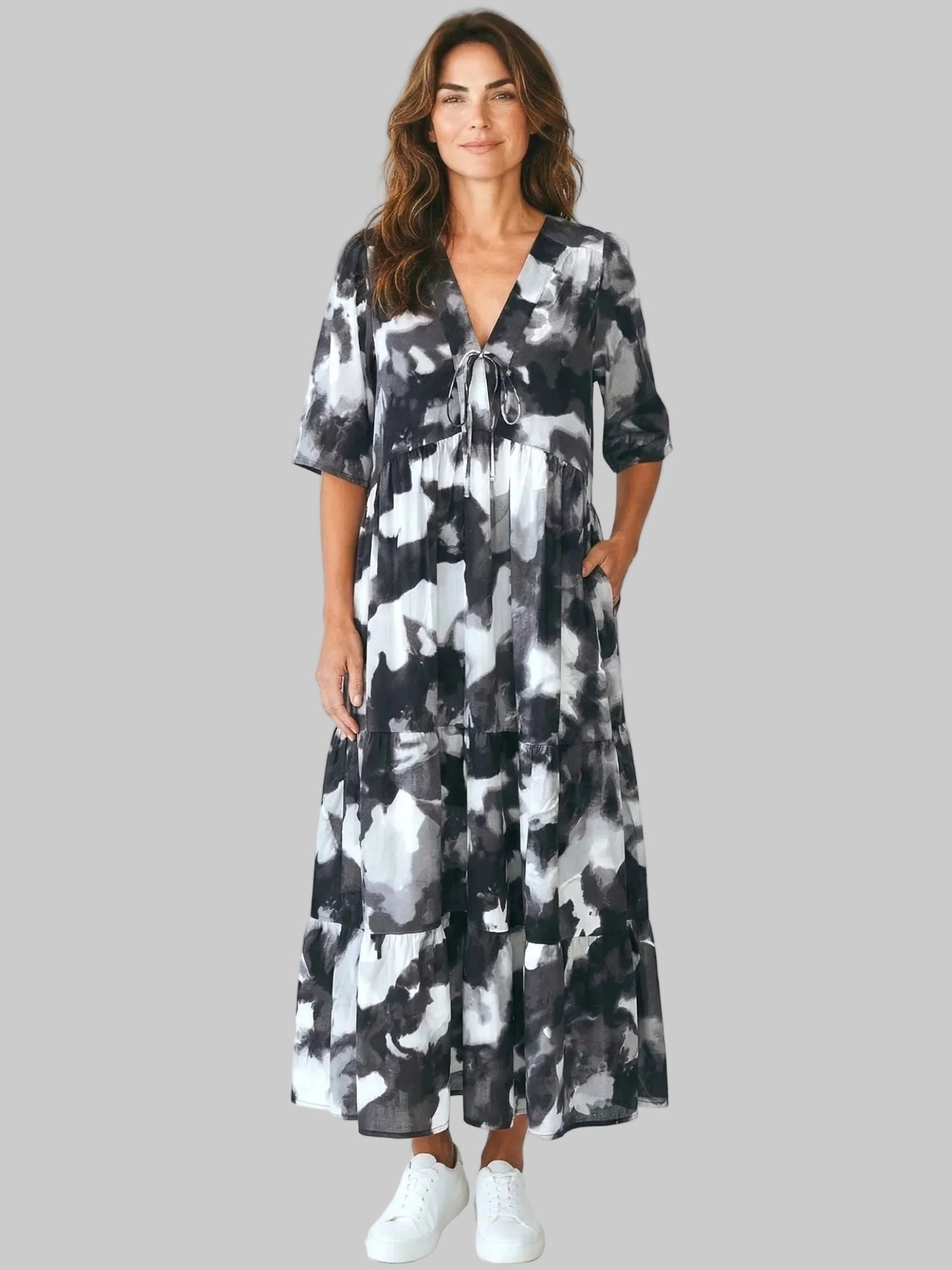 Sommerkleid große Größen Maxikleid Marmor-Print Vincenzo Allocca