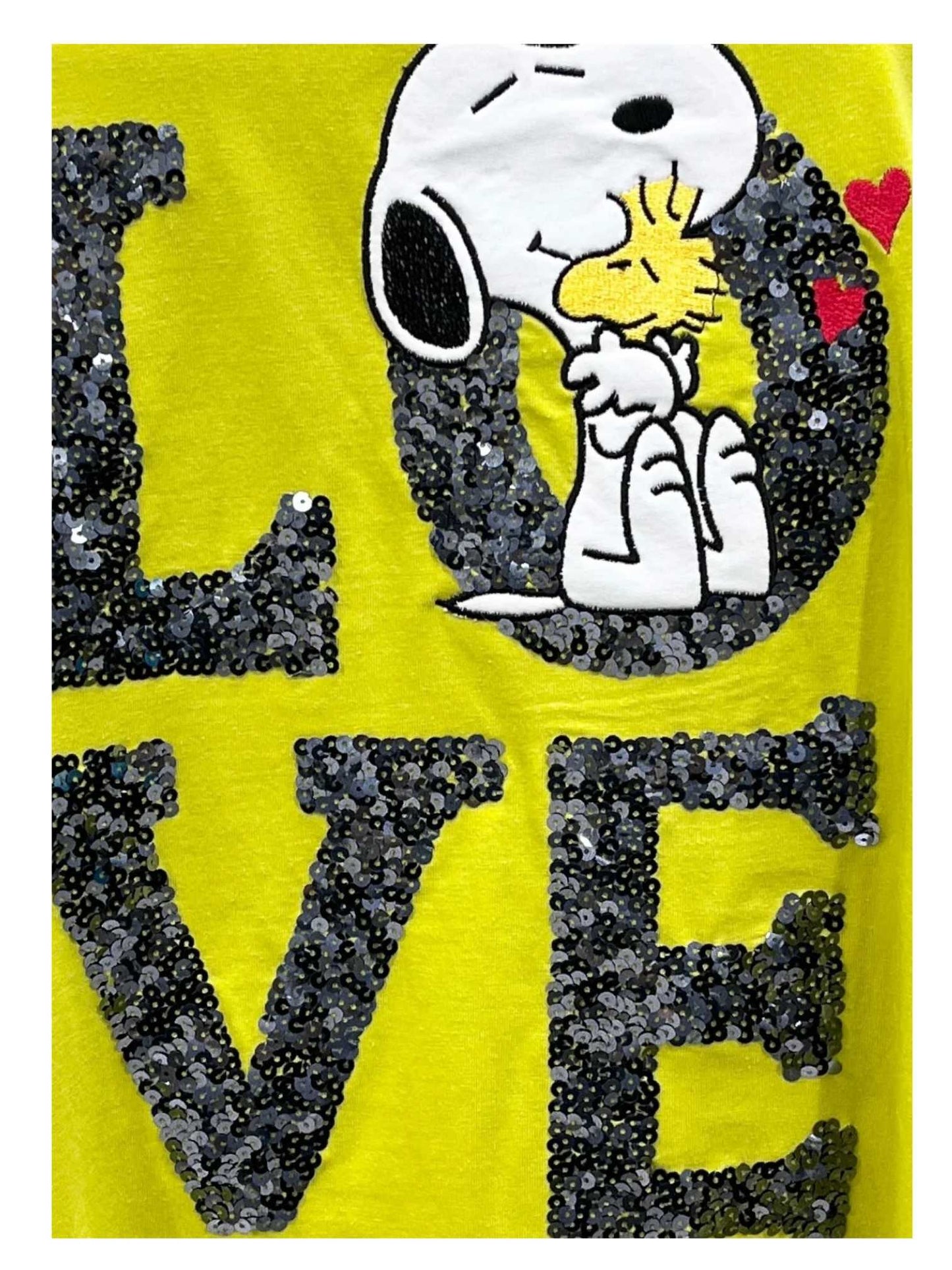 Vincenzo Allocca Tunika – Comic-Print „LOVE" mit Pailletten – in Schwarz, Türkis und Kiwi erhältlich
