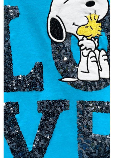 Vincenzo Allocca Tunika – Comic-Print „LOVE" mit Pailletten – in Schwarz, Türkis und Kiwi erhältlich