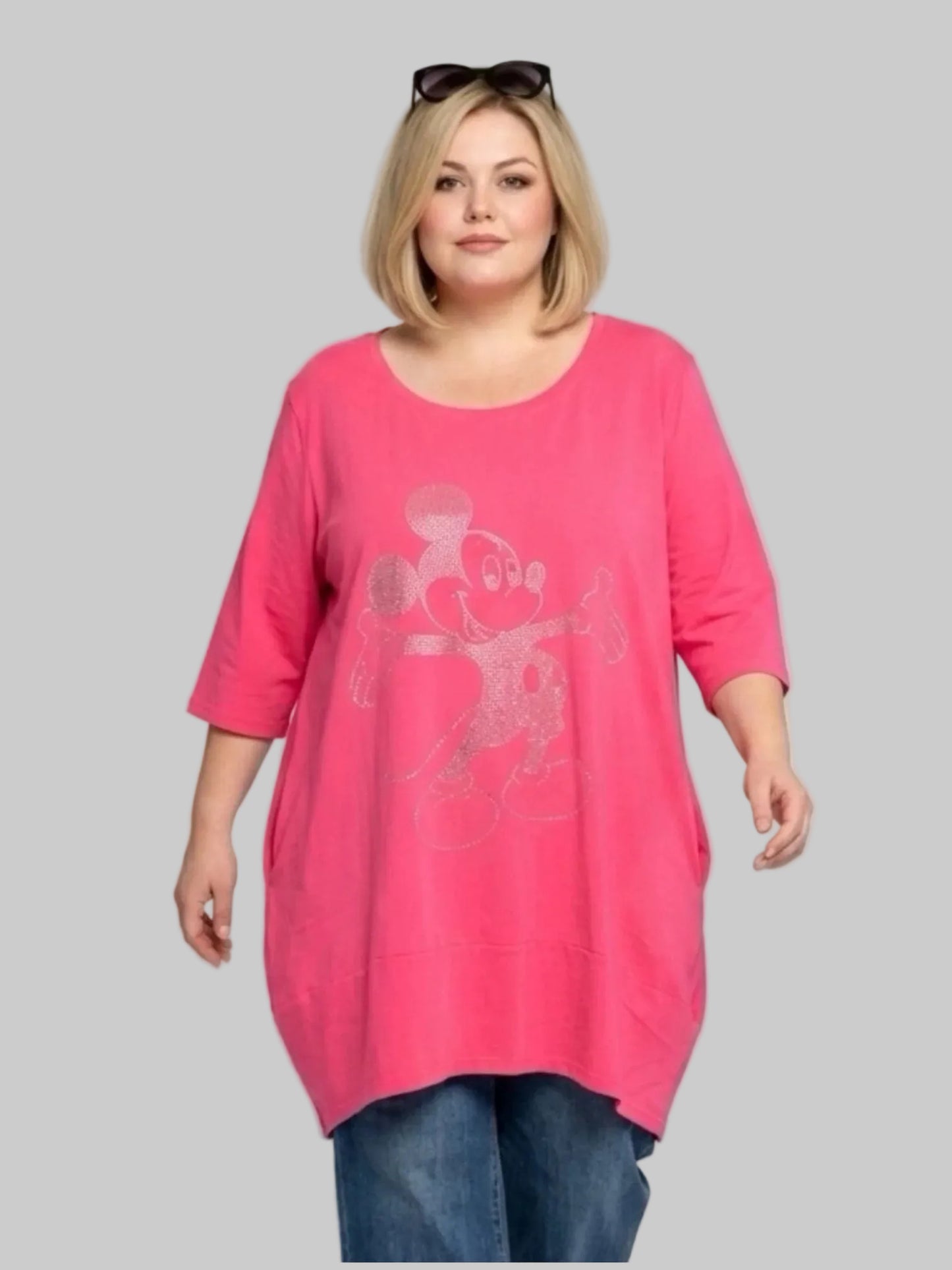 Vincenzo Allocca Tunika große Größen – Straß-Print – in Pink, Schwarz und Hellblau erhältlich