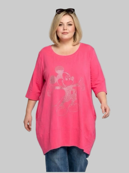 Vincenzo Allocca Tunika große Größen – Straß-Print – in Pink, Schwarz und Hellblau erhältlich