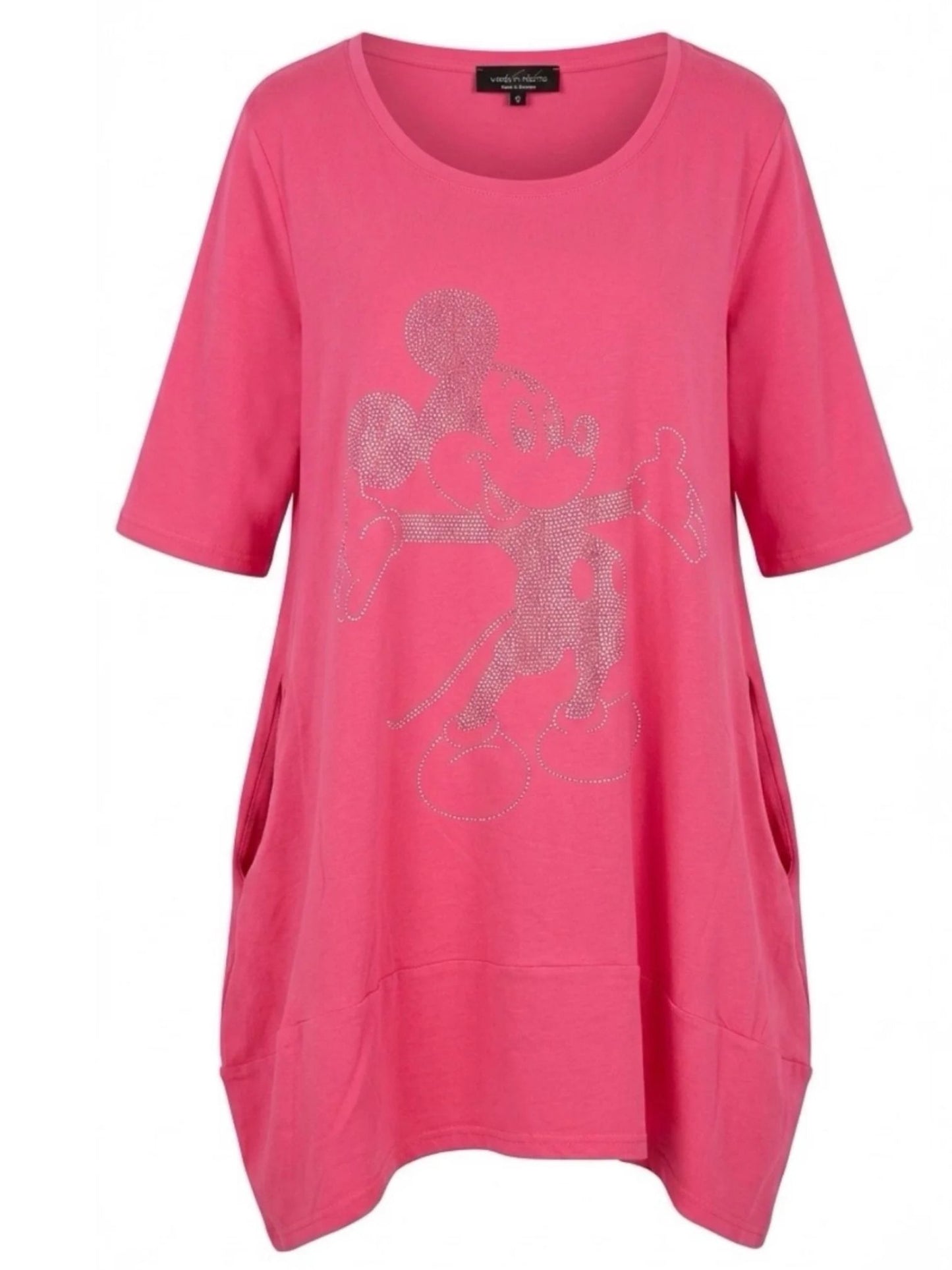 Vincenzo Allocca Tunika große Größen – Straß-Print – in Pink, Schwarz und Hellblau erhältlich