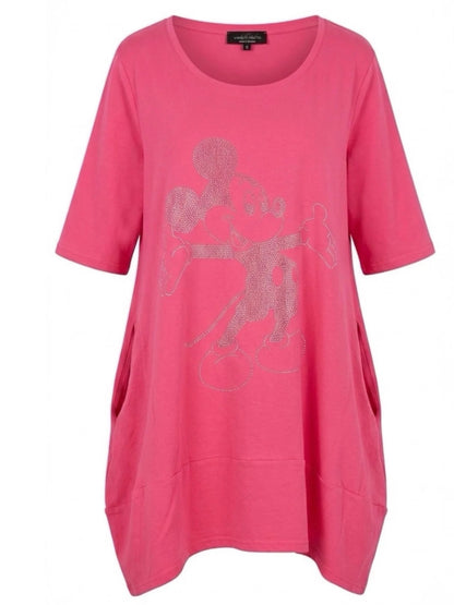 Vincenzo Allocca Tunika große Größen – Straß-Print – in Pink, Schwarz und Hellblau erhältlich