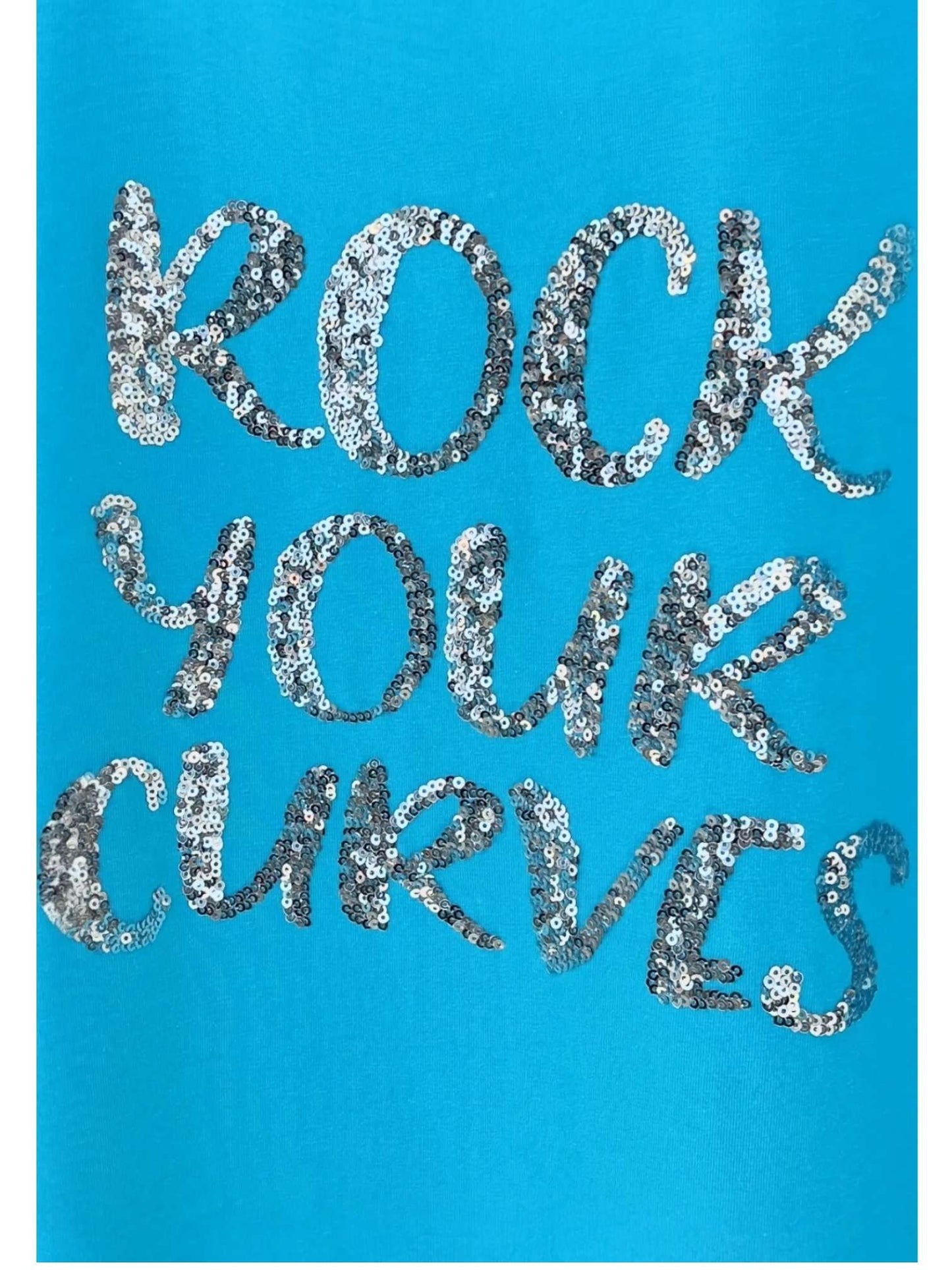 Vincenzo Allocca Tunika – Pailletten-Print „Rock Your Curves" – in Schwarz und Türkis erhältlich